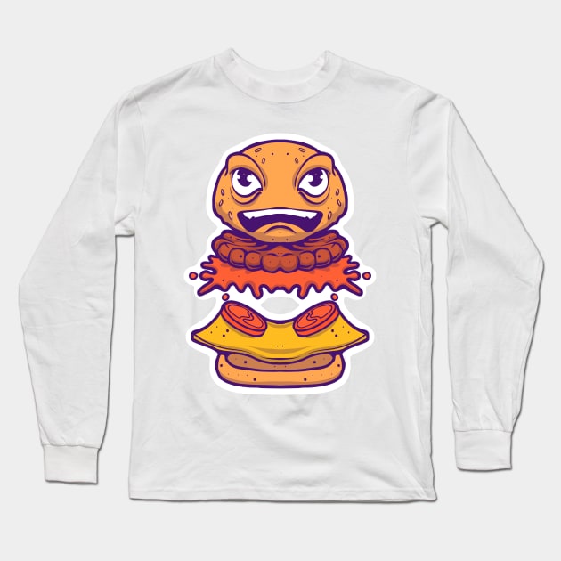 Hamburger Long Sleeve T-Shirt by phsycartwork